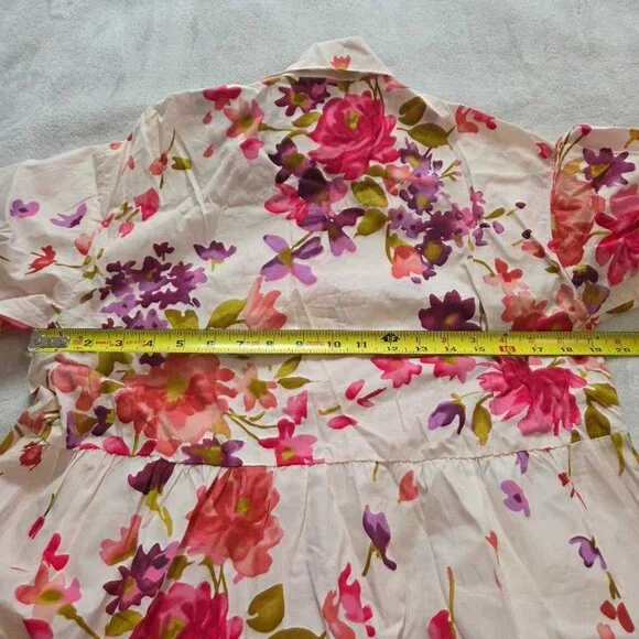 New MP Maeve x Anthropologie The Bettina tiered shirt dress in Cream Floral - Picture 8 of 11